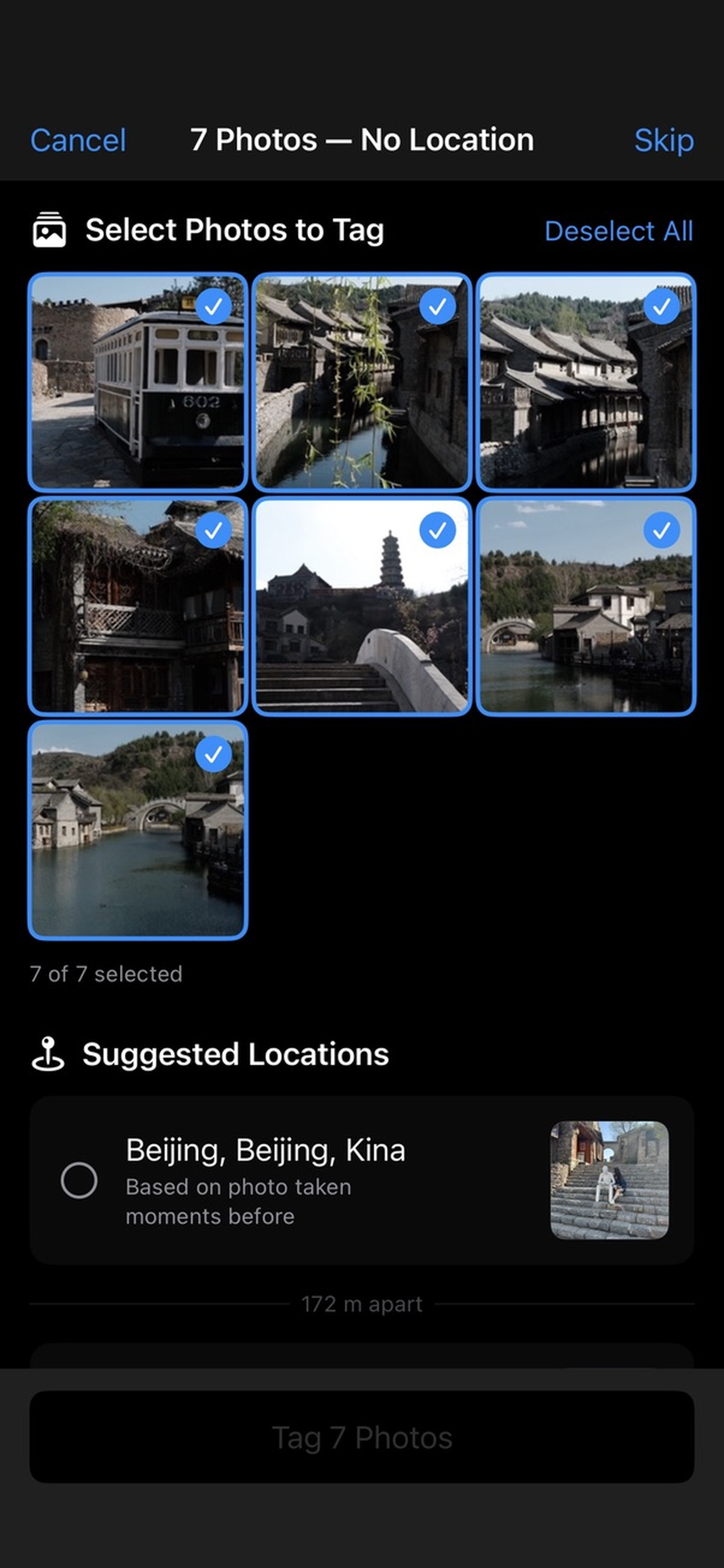 Map view showing suggested photo locations