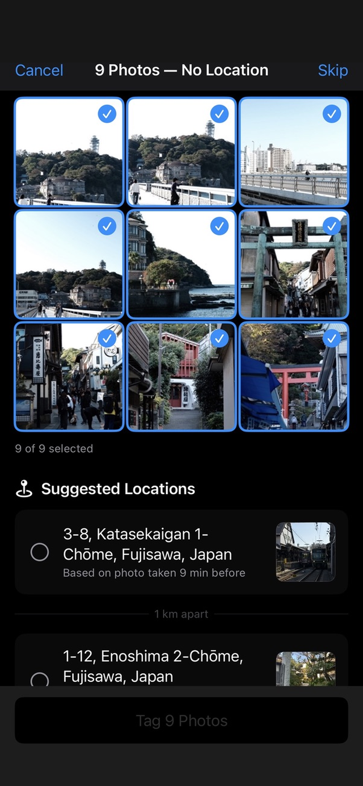 Dashboard showing how many library photos are missing location data